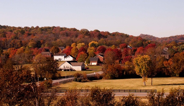 rolling hills and pasture in fall season