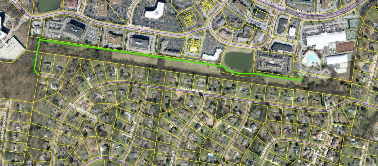 map image of where the new Virginia Way bike walk path will go
