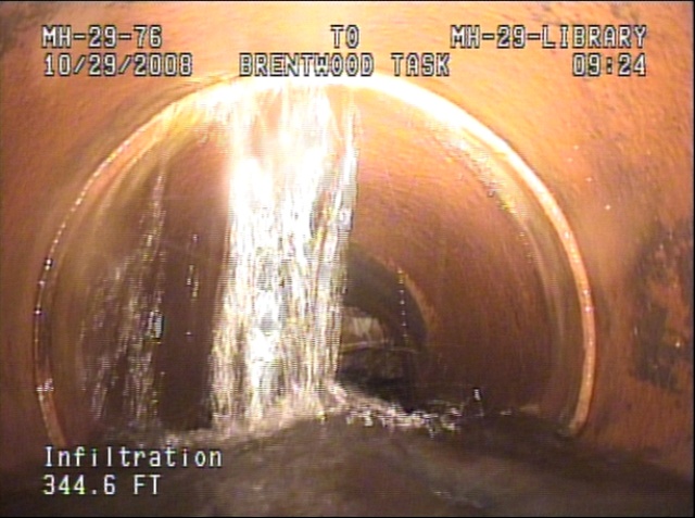 picture of the inside of a sewer line with running waterr inside