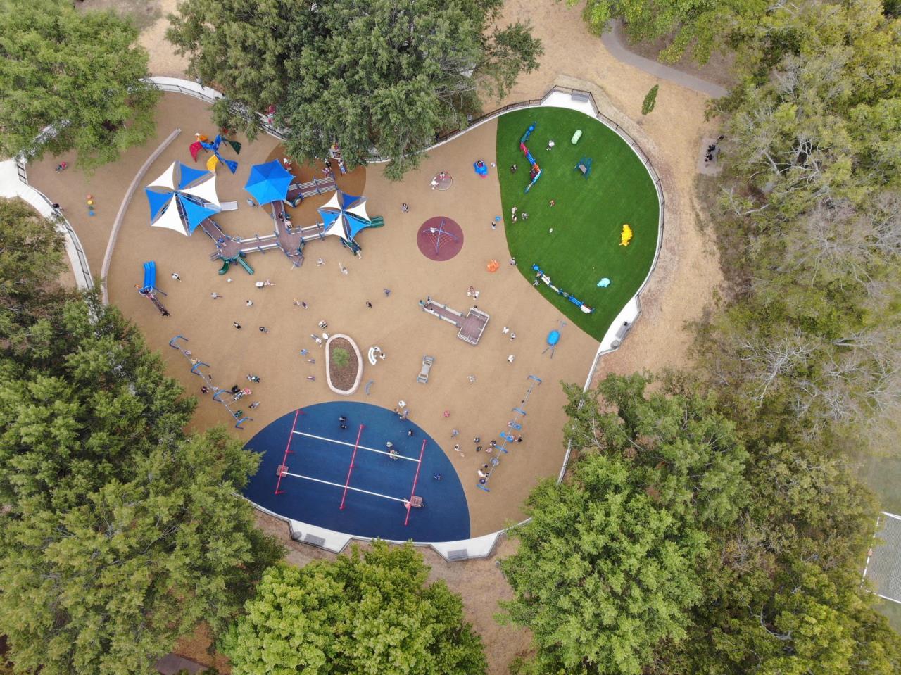 Aerial view of the playground taken by drone during the grand opening.