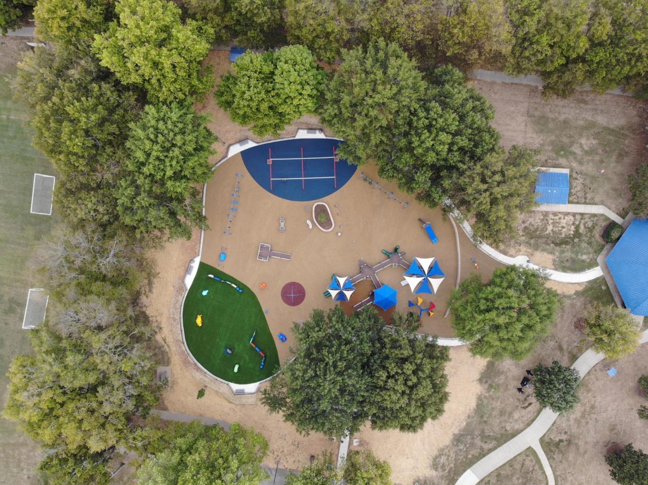 Aerial view of the playground taken by drone during the grand opening.