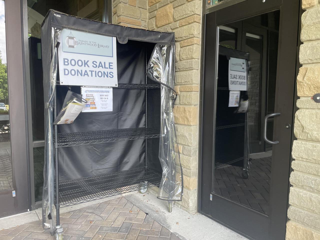 Donation Cart outside of the library
