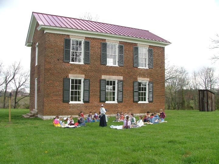 Outside with students
